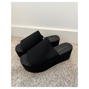 New Vintage Y2K Liliana Budza Platform Sandals – Black – Women's Size 6